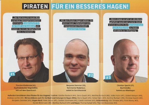 Flayer zur Kommunalwahl der Piraten Hagen